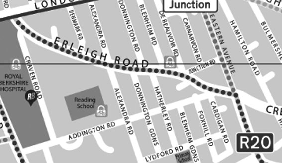 Earley Road map