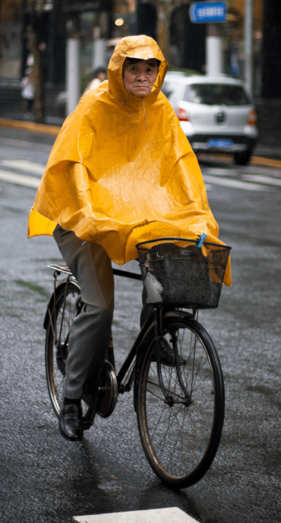 Wet cyclist